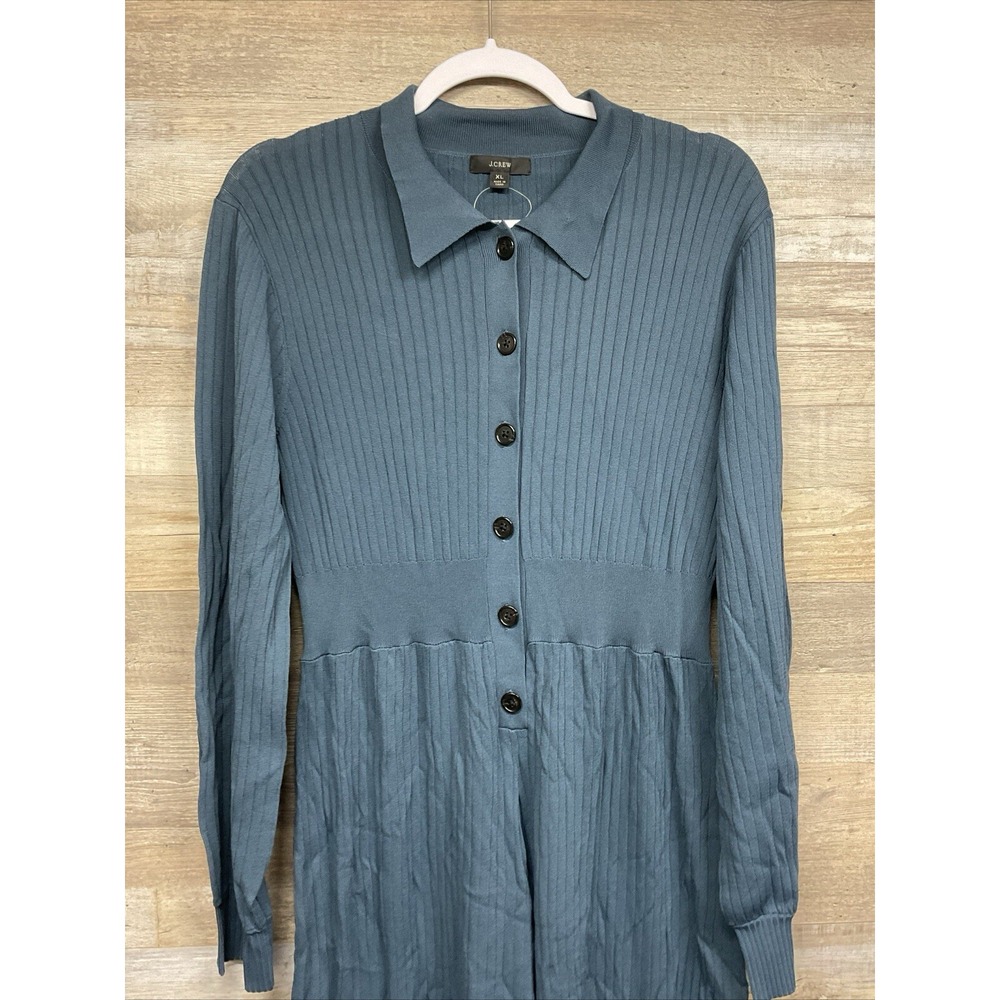 J. Crew Ribbed Knit Casual Comfort Cropped Jumpsuit in Dark Teal Size XL NEW - Picture 4 of 13